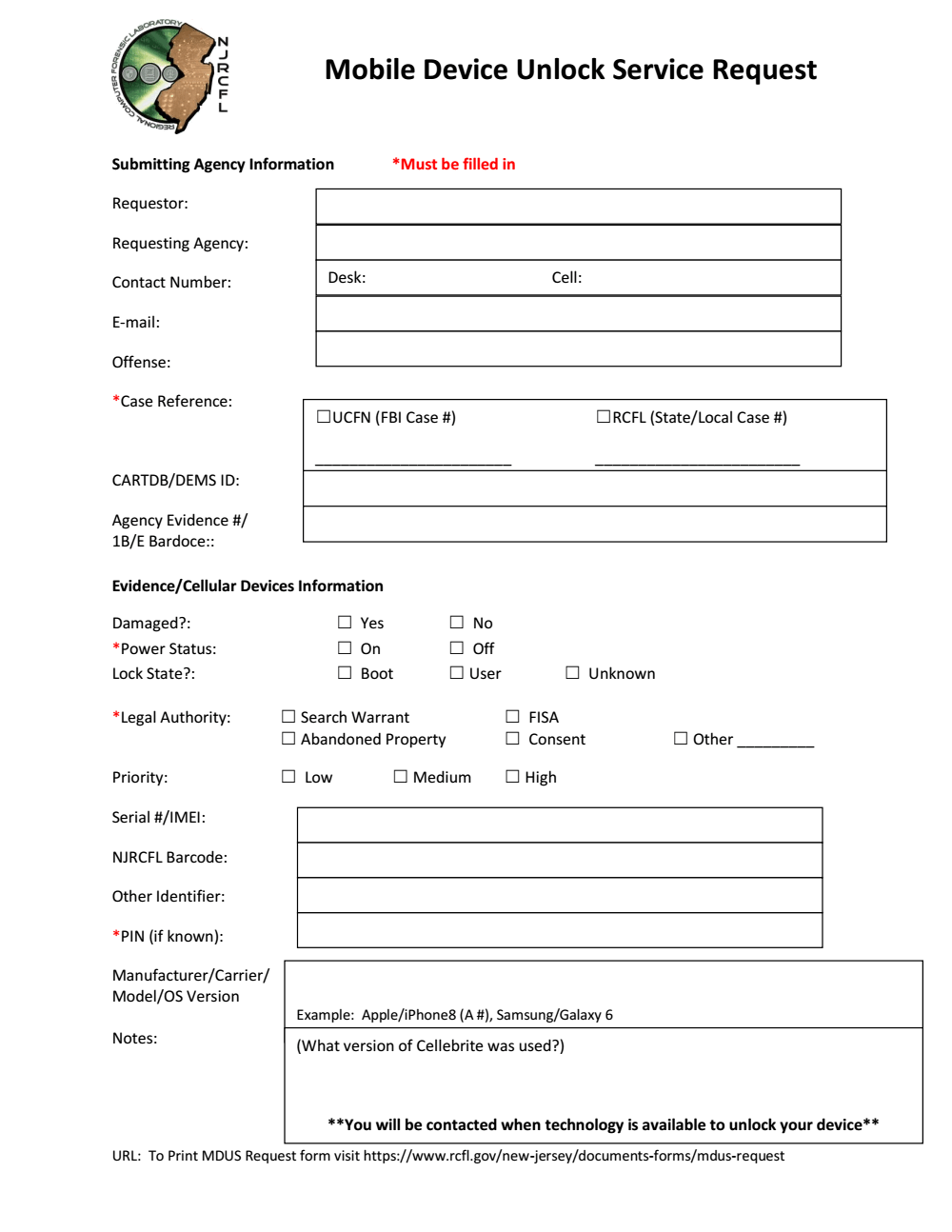 Mdus device unlock service request form rcfl